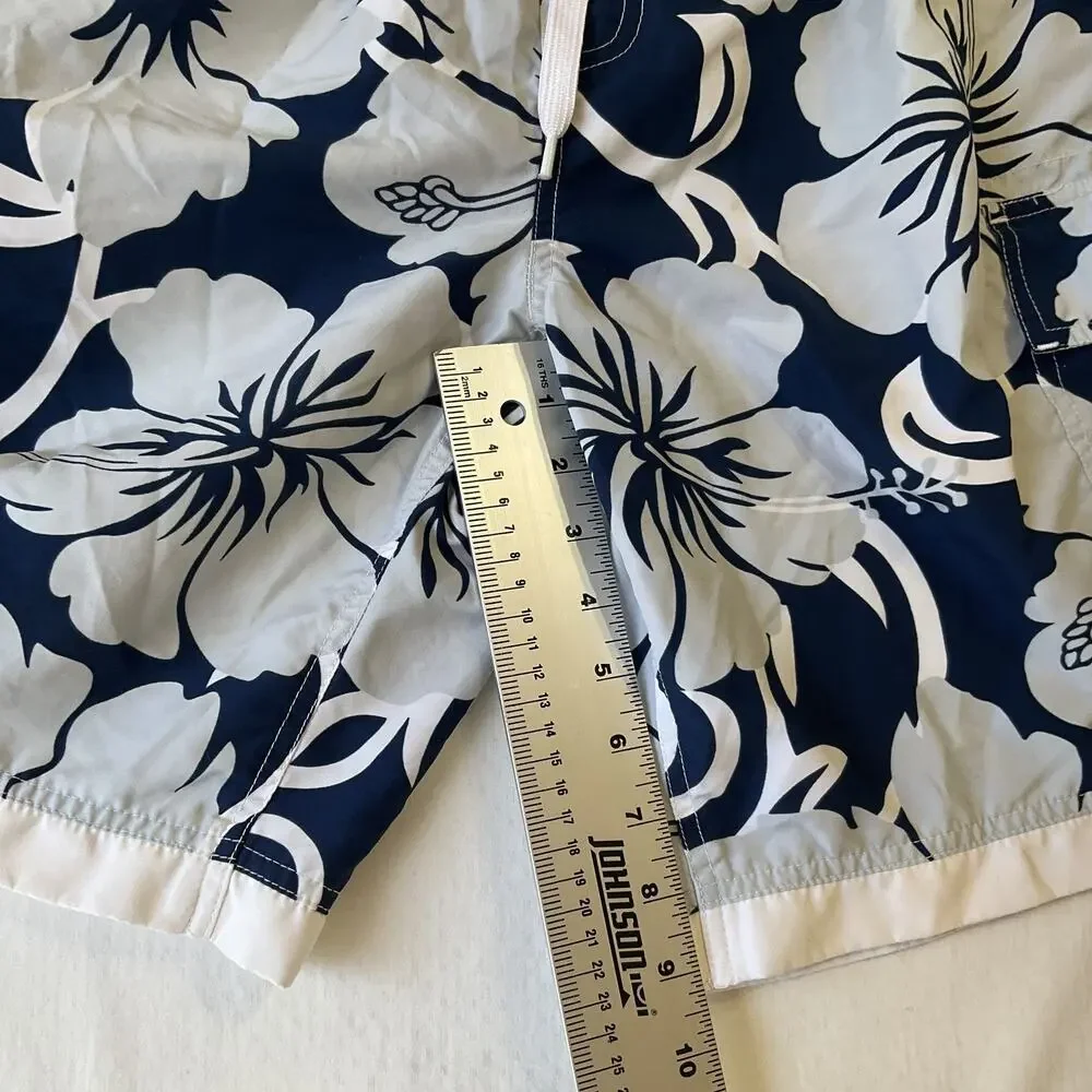 Sideout Men Swimwear M Navy Swim Trunks Floral Board Shorts Button Grommet 9.5”